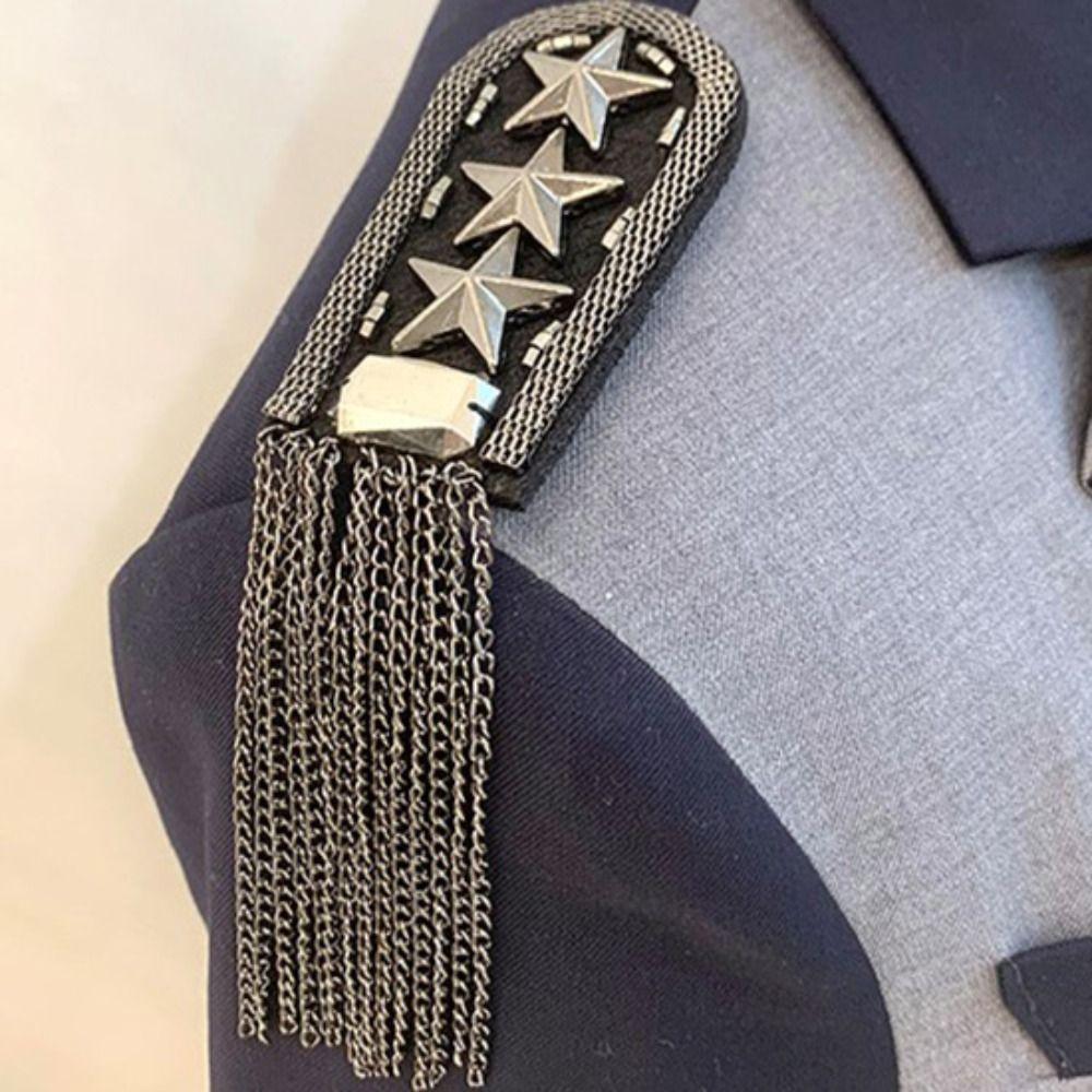 Brooch Tassel Chain Shoulder Board Epaulet Star Shoulder Flash Retro Epaulette Suit