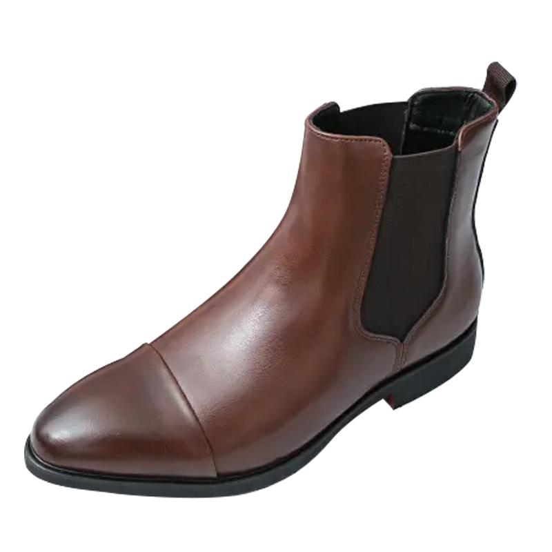 Slip on Men Leather Boots Elegantes Casual Formal Chelsea Boots Man High Top Shoes Comfy Motorcycle Boots Business Botas