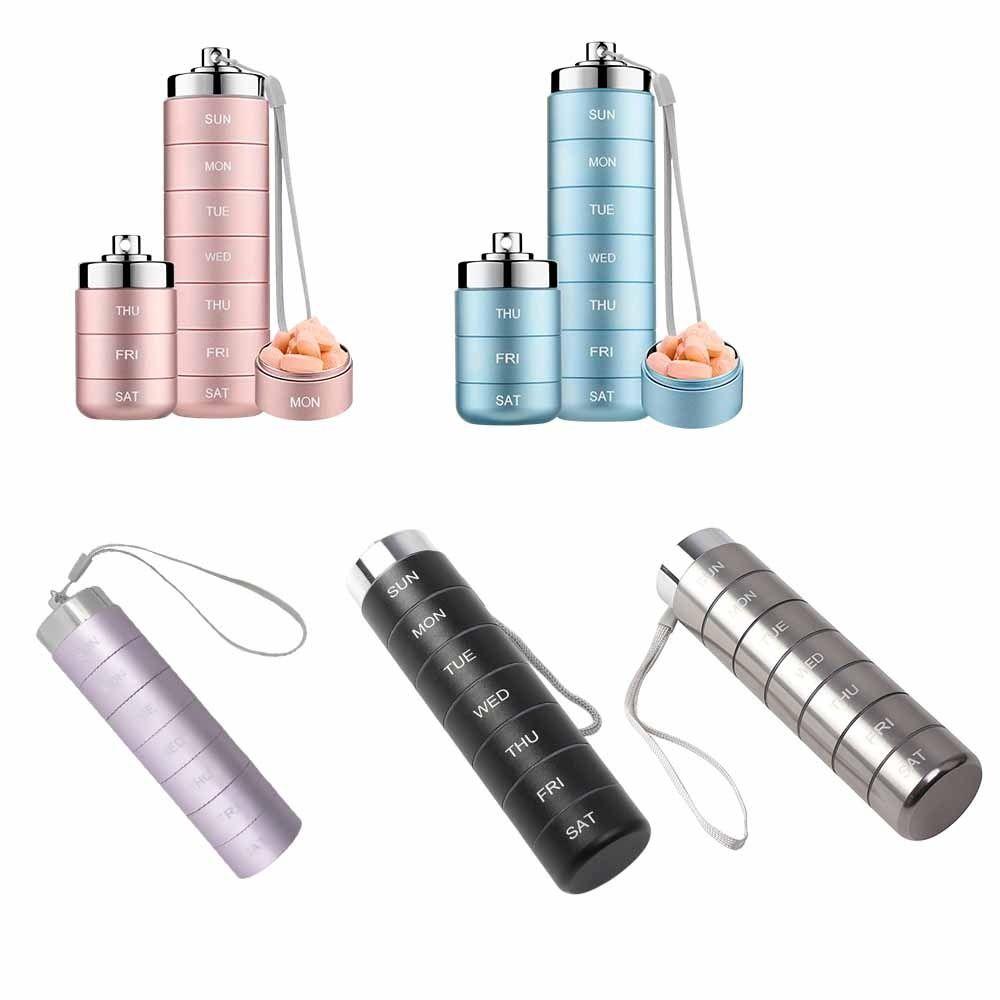 Wasserdichte Wöchentliche Pillendose Hohe Kapazität Aluminiumlegierung Medizin Aufbewahrungsbox 7-Tage Feuchtigkeitsgeschützt Pillen Organizer Reisezweck