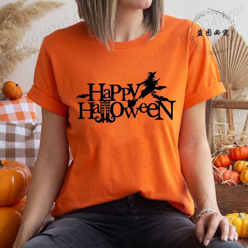 

Vintage Happy Halloween TShirts Halloween Party Print Tee Streetwear Tops Aesthetic Clothes Graphic T Shirts Women Clothing S