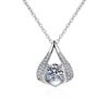 925 Sterling Silver Smart Water Drop Heart Set Zircon Pendant Necklace Birthday Anniversary Wedding Party Gift