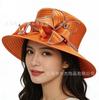French Celebrity Wind Bucket Hat Women's Summer Sun Hat with Diamonds Flower Top Hat Cloth Strip Sun Hat