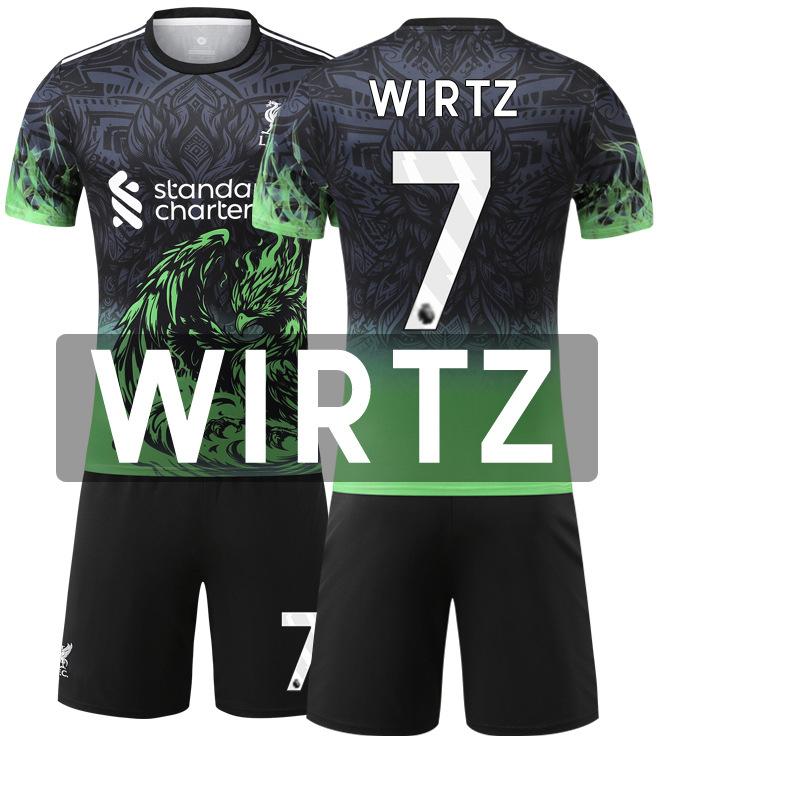 Klubové zelené přechodové tričko Wirtz Salah Liverpool Speciální pamětní edice Rychleschnoucí