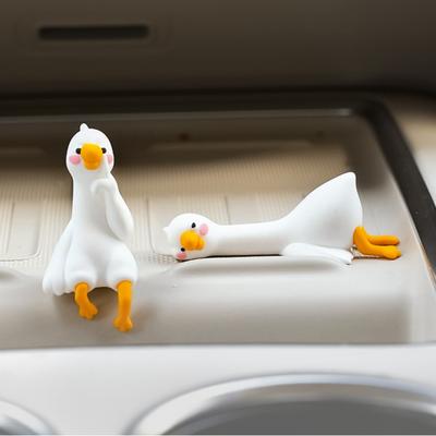 Mini Resin Goose Figurine Funny Resin Small Goose Computer Decor Collectible Cute 3D Craft Sculpture for Office Desk Car Dashboard Home Decor