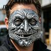Breathable Horror Mask Halloween Vintage Clown Face Mask, Gold Silver Creepy Prop Wrinkled for Party, Scary Masquerade Costume Haunted House
