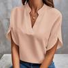 Women's Summer Casual Solid Colour V-Neck Loose Shirt Top