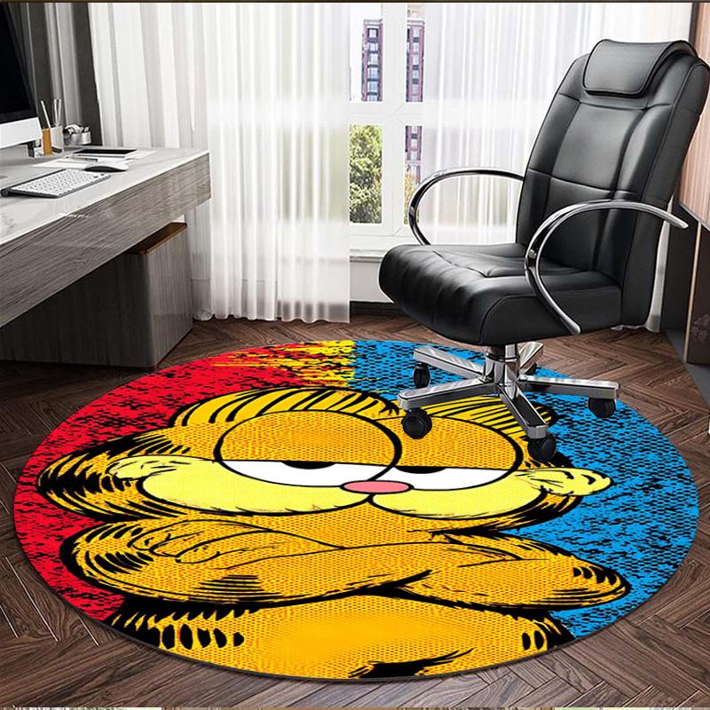 Garfield Baskılı Yuvarlak Halı, Yıkanabilir Zemin Halısı, Giriş Holü Yurt Çamaşır Odası Ofis Çalışma Odası İçin, Ev Dekorasyonu Doğum Günü Noel Hediyesi