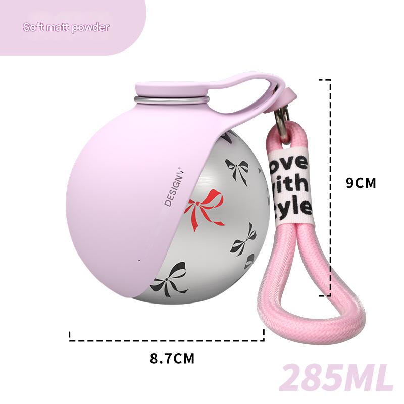 

280ml Pet Feeding Silicone Bowl Integrated Steel Bottle Spherical Portable Travel Water Bottle for Dogs and Cats Outdoor Walking розовый