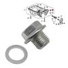 Vehicle Aluminum Alloy Oil Drain Plug Assembly 21.3mm Bolt Width 14mm Washer ID Compatible Select Car Models 90009R70A00