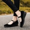 Fashion Hand Sewn Women Shoes Fashionable Velvet Elegant Ballet Flat Shoes  Girls Comfortable Black Casual Buckle Strap Canvas Loafers