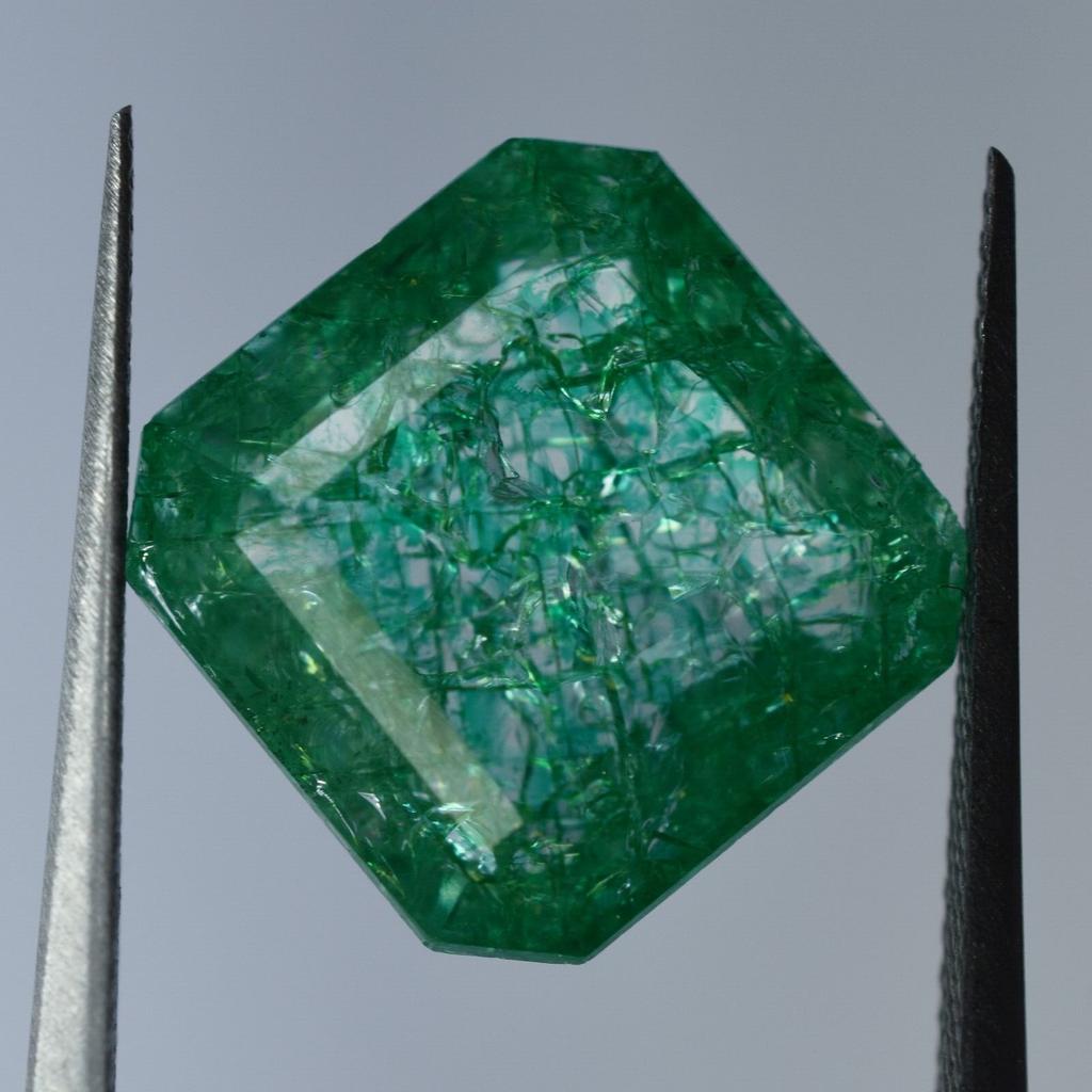 Natural Green Emerald SQUARE Cut 6.50 Ct Colombian Loose Gemstone CERTIFIED.