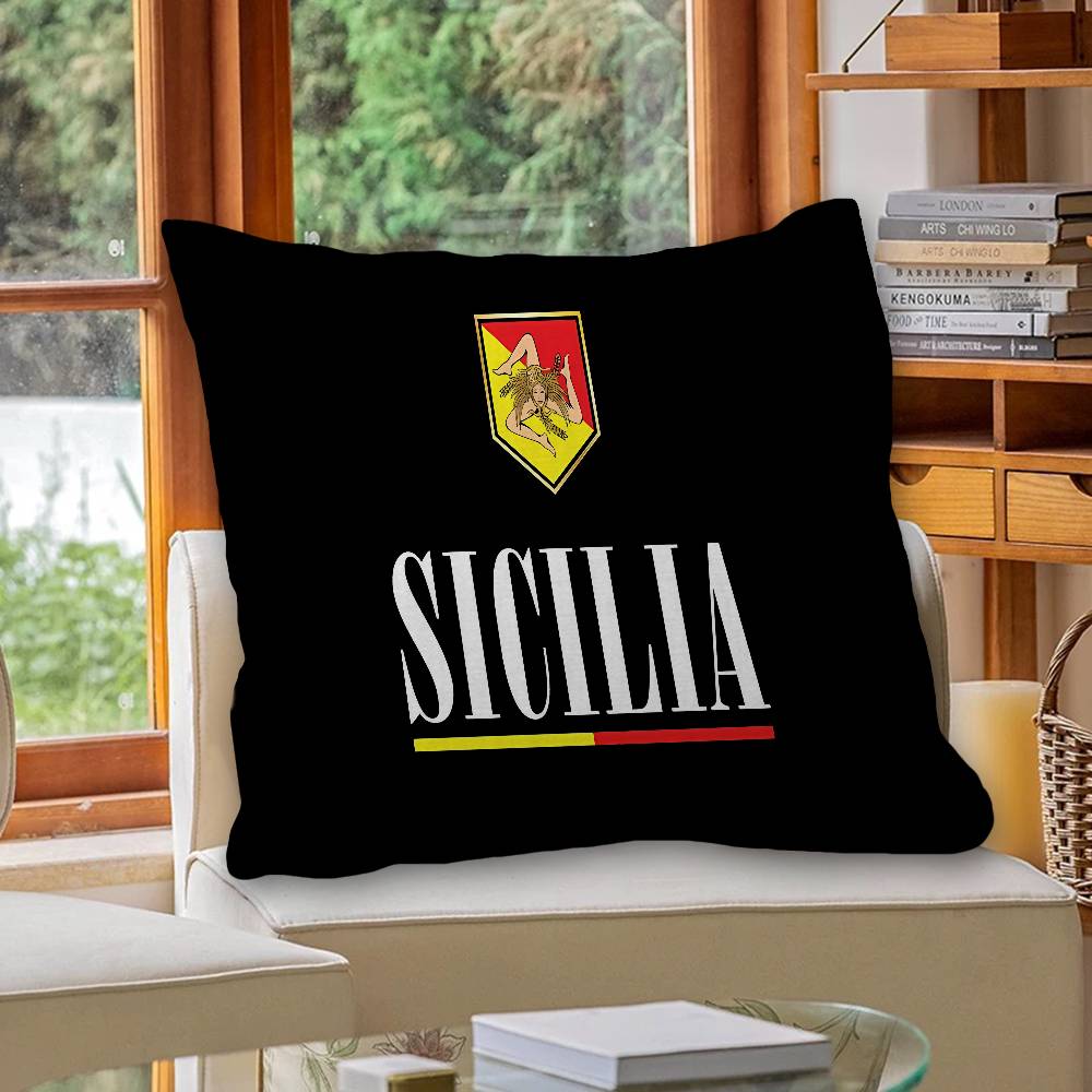 S-Sicilian Flag Pillow Cover Design cushion Cover decor Holiday Decorati