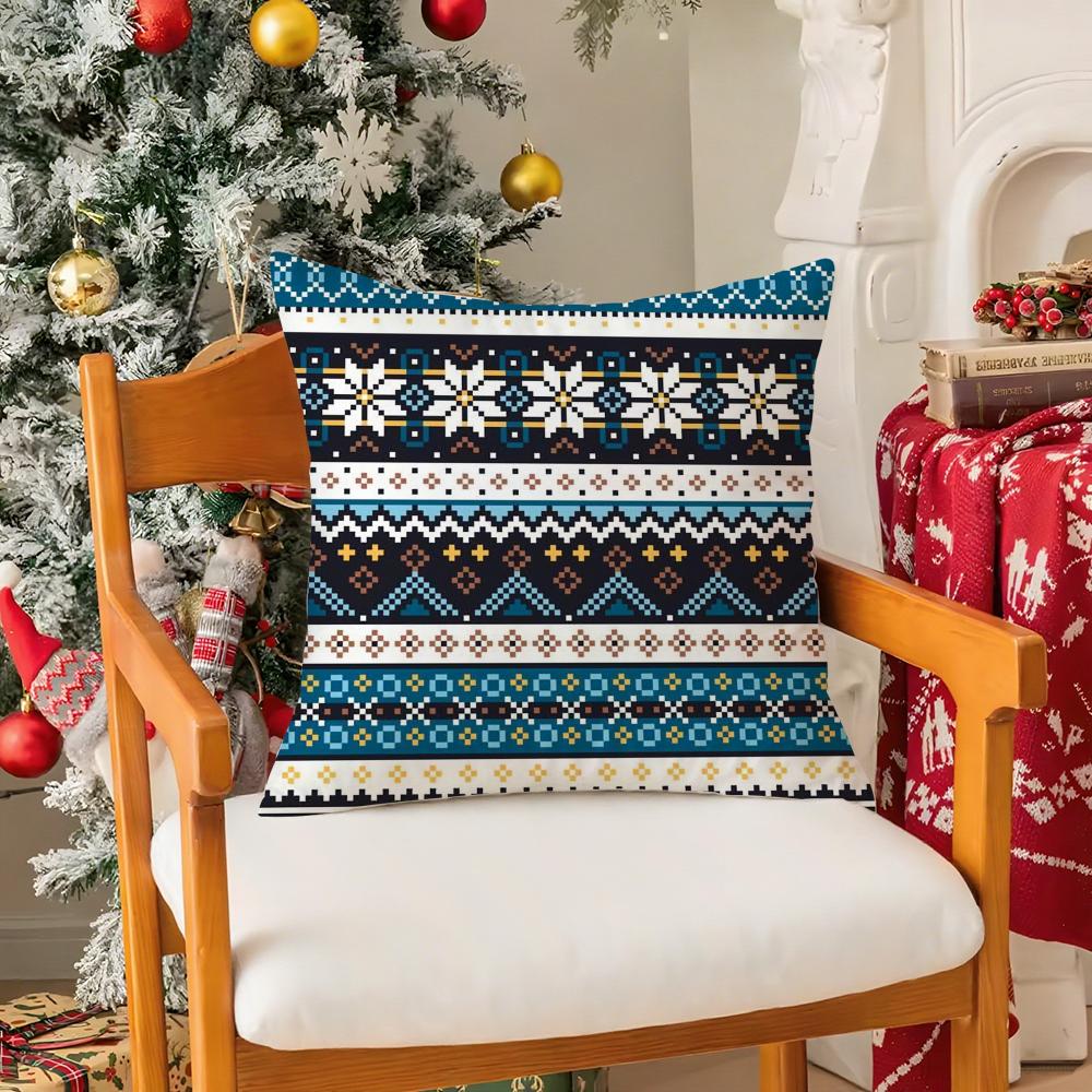 Classical Sweater Pattern Pillow Case Silky Short Plush With Invisible Zipper Dustproof Sofa Cushion Cover For Home Decor