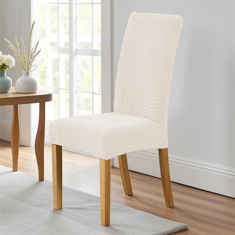 

1pc Elastic Solid Color Chair Covers Adjustable Jacquard Anti-dirty Chair Seat Cover Home Kitchen Dining Room Wedding Banquet 1PC