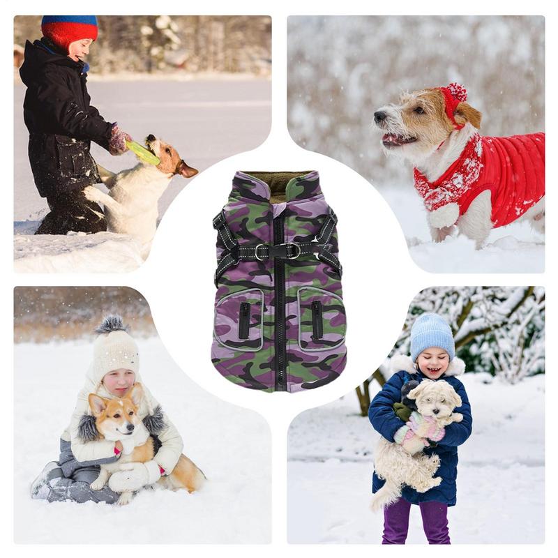 Reflective Winter Dog Clothes For Pet Waterproof Warm Dog Vest With Built-in Harness Puppy Ski Coats Jackets Pets Supplies