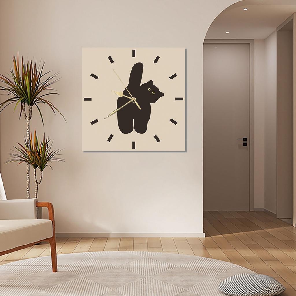 24cm Creative Nordic Clock Wall Clock Mute Does Not Tick Cat Decorated Clock for Living Room Bedroom Study Outdoor Decoration