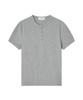 OX STUDIOS Ribbed Semi-Muscle Fit Henley Neck T-Shirt (Melange Grey)
