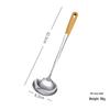 201 Stainless Steel Wood Grain Long Handle Soup Ladle Colander for Hot Pot, Household & Restaurant Kitchen Serving Spoon