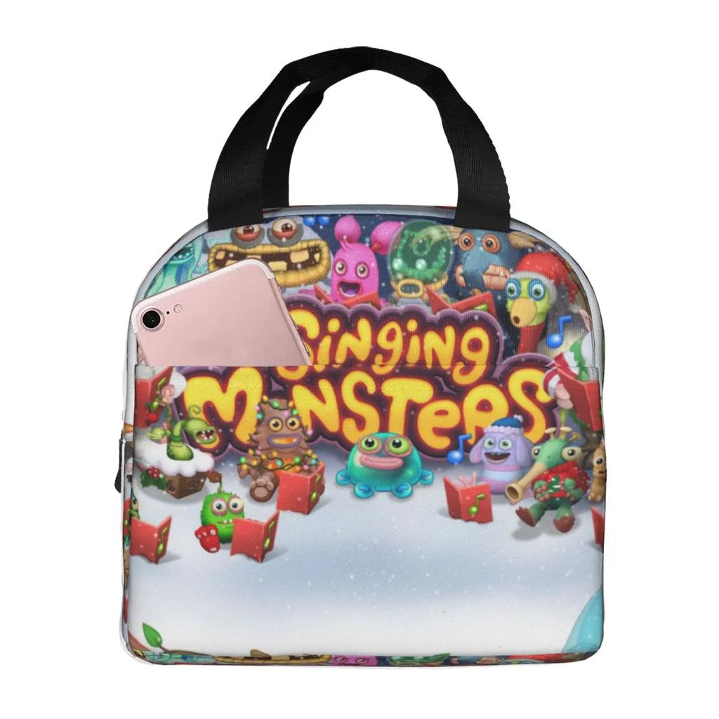 My Singing Monsters Cartoon Insulated Lunch Bag for Camping Travel Video Game Waterproof Thermal Cooler Bento Box Women Kids