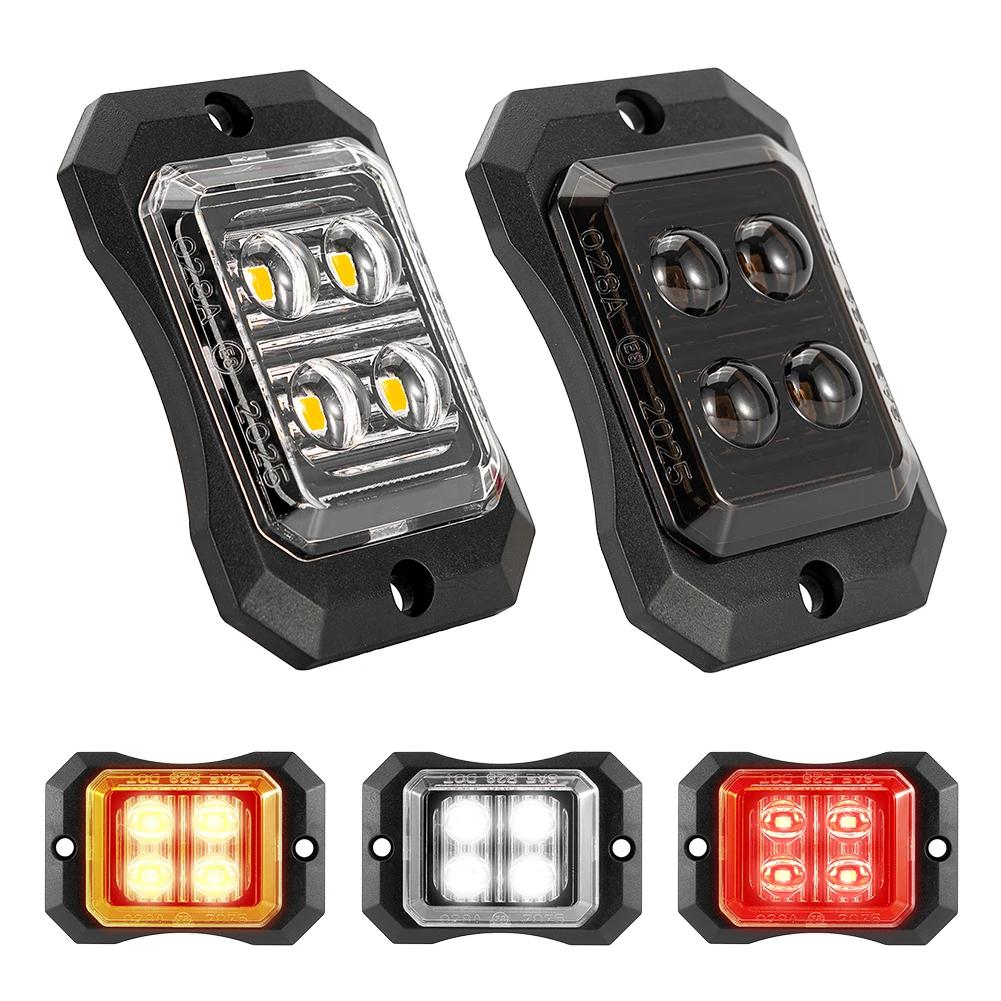 4/8/12 LED Truck LED Side Marker Light Strobe Flash Warning Light 12-24V Waterproof Lens Light for Trucks & Trailers