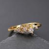 Elegant 18k Gold Plated Diamond Ring For Women With Floral Design And Adjustable Sizes