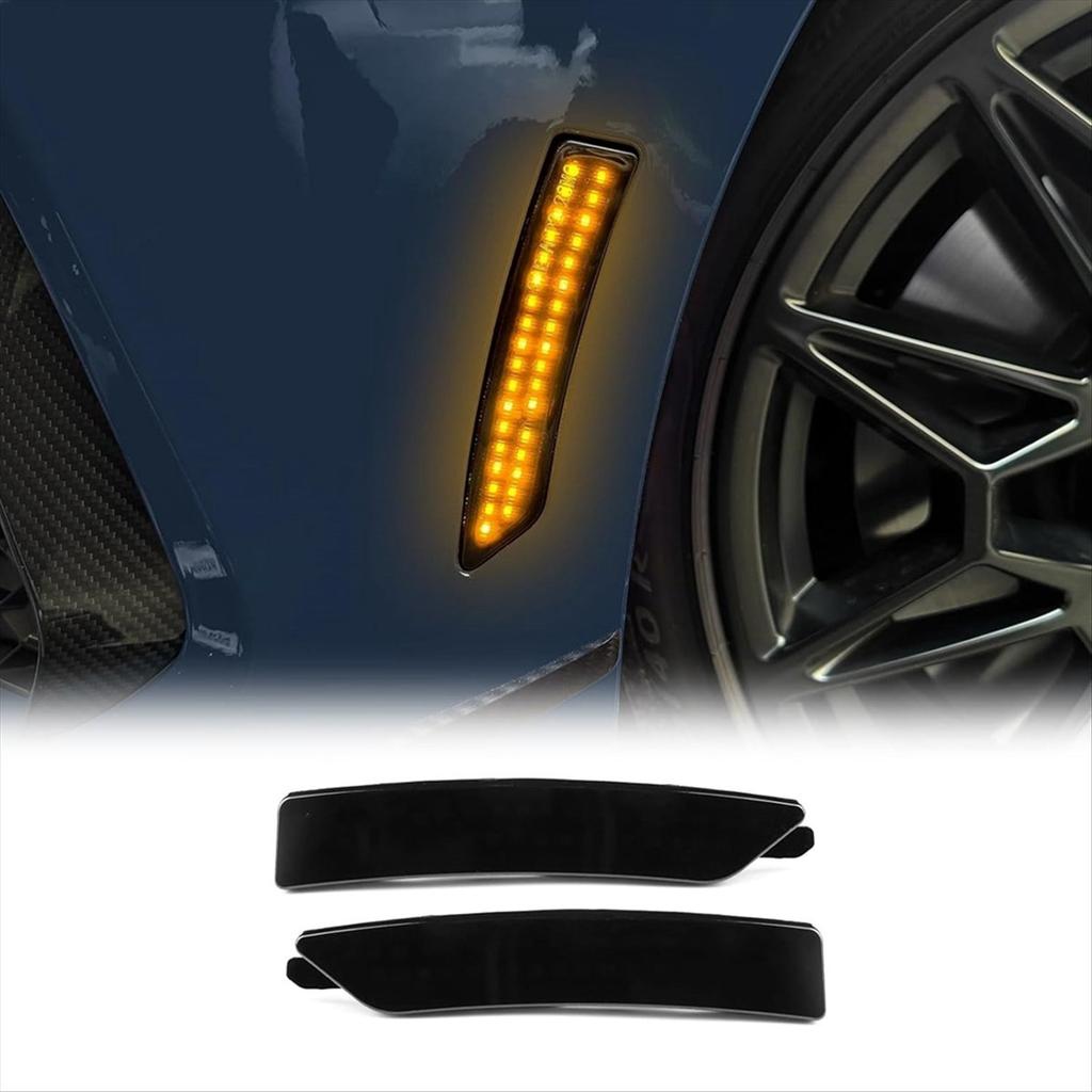 Smoked Lens Fender Side Marker Reflectors Light for Ford Mustang 2024 2025 Accessories Yellow Light