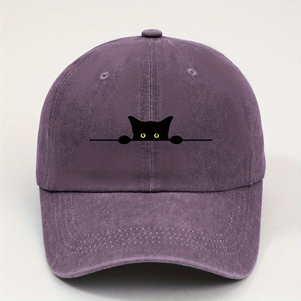 cute black cat printed baseball cap for Unisex and Women washable casual outdoor caps breathable for summer student sun hat