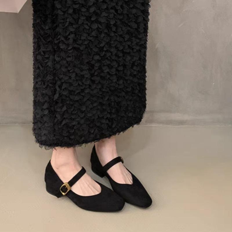 Damen Klobige Einzelne Schuhe Herbst Neue Mode Eckiger Zeh Flacher Ausschnitt Wildleder Leopard Weiche Sohle Rutschfest Niedrige Schuhe