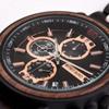 Bobo Bird S18-1 Men's Stylish Wooden Watch Black Stainless Steel Chronograph Luminous Pointer 44mm Fashion Watch