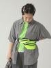 Beams Boy S/S Shirt, Boy Check, Big Button-Down Shirt, Women's, Gray Free