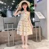 Girls Summer Cotton Dress Floral Cotton Princess Dress Belt Waist Pastoral Style Summer Travel Vacation