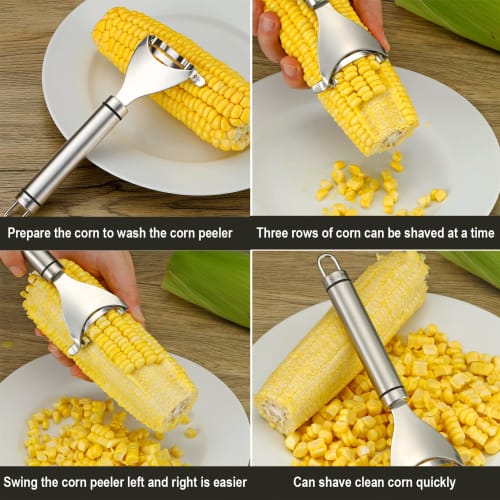 Stainless Steel Corn Peeler, Corn Cob Stripper Tool, Corn Thresher, Removes Corn Kernels from the Cob In Seconds, Kitchen Gadget