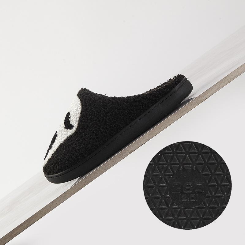 New home grimace warm winter cotton slippers couple men and women thick-soled soft-soled shoes thickened non-slip cute card