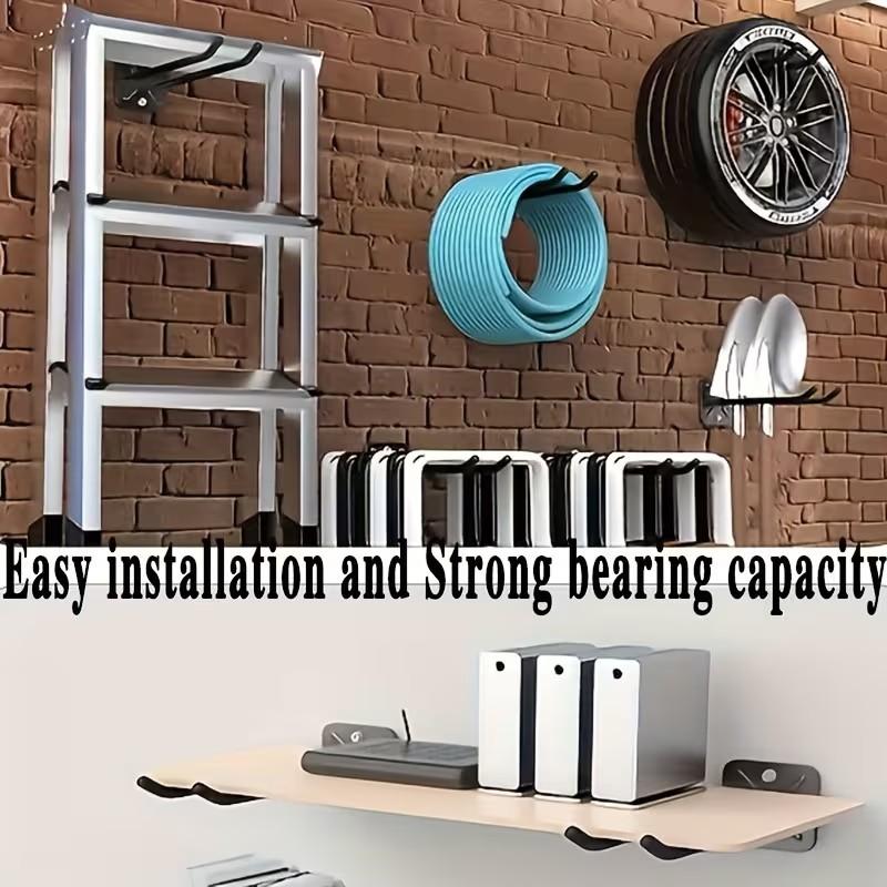 2pcs Wall-Mounted Metal Tool Rack, Multi-Functional Garage Garden Shelf, Fits Shovels Rakes Brooms, Durable Iron Storage Hooks