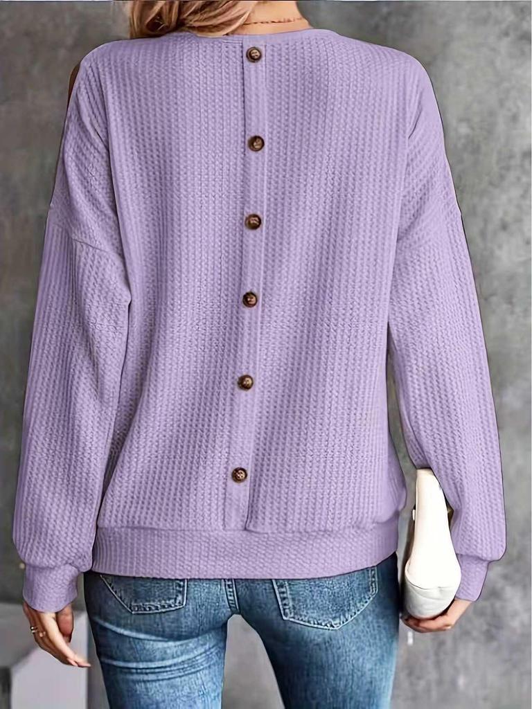 2025 Women's Autumn-Winter Off-the-Shoulder Back Button Long-Sleeve T-Shirt