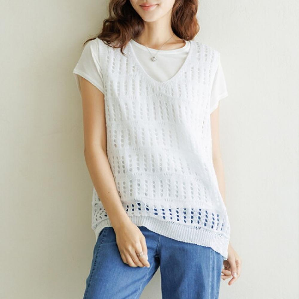 Dedra Kerin Punching Knit Vest 100size Vef3010