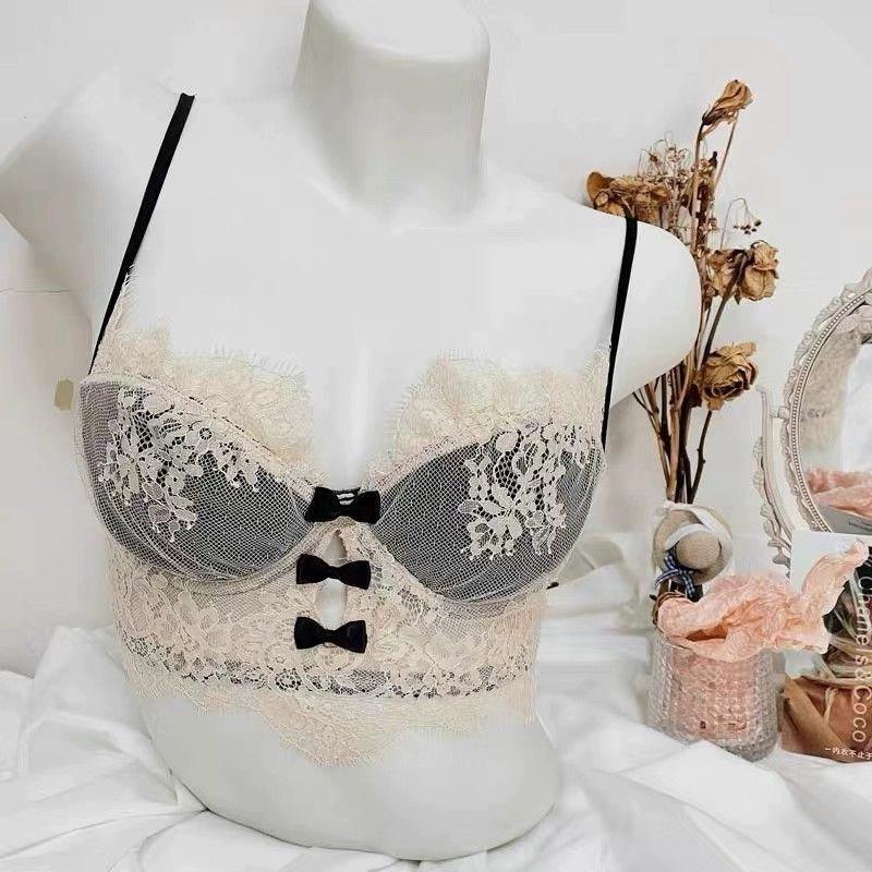 Grande Taille Femmes Printemps et Été Sexy Dentelle Froncée Gros Seins Montrer Petit Sous-vêtement
