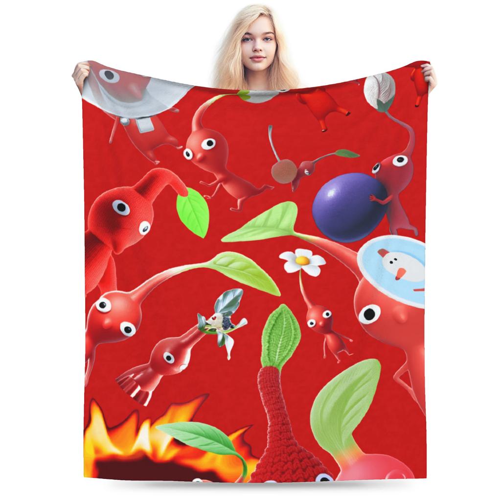 ALL Pikmin Warm Soft Blanket  Kids Adult Plush Throw Blanket Funny Couch Chair Flannel Bedspread Sofa Bed Cover