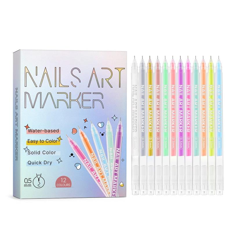 

12PCS Colors Nail Art Pens Set 12 Color Nail Graffiti Pen Set DIY Painted Nail Pen