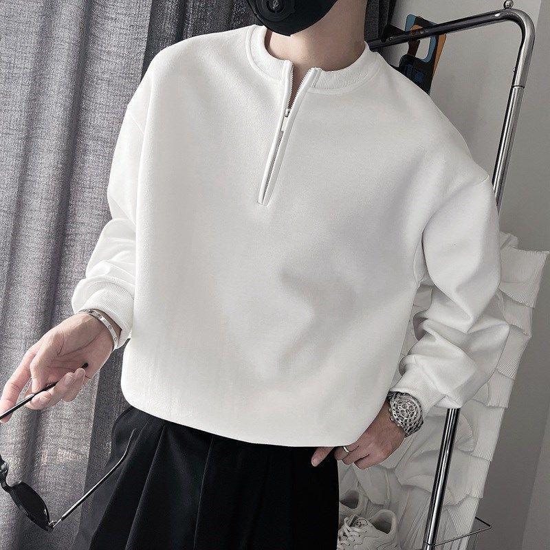 Men's Korean Style Zipper Stand-Up Collar Sweatshirt: Spring/Autumn Casual Long Sleeve Pullover