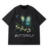Vintage Prané Trička s Motýly Anime Tričko Harajuku Oversize Bavlna Módní Streetwear Unisex Top