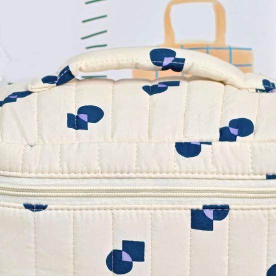 1/3Pcs Large Cotton Quilted Makeup Cosmetic Bag Portable Travel Floral Toiletry Organizer Spacious Capacity Beauty Supplies Case