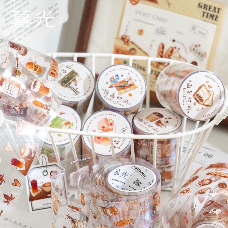 1 Roll of Retro Baking Food Sticker Tape, with a Variety of Pastry Patterns, Great for Decorating Diaries and DIY Crafts