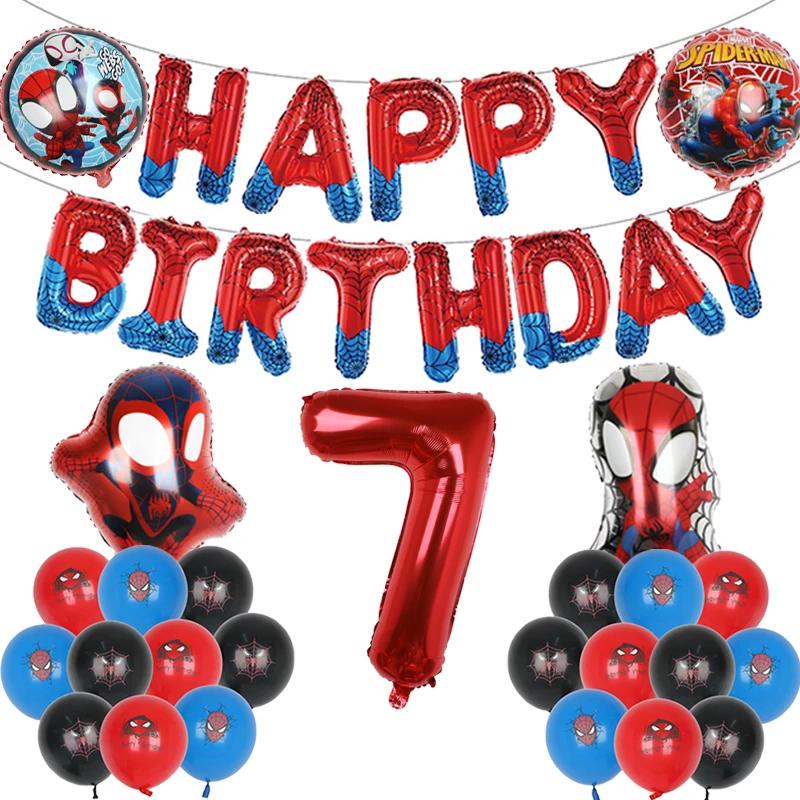 1set Spiderman Balloon Red Spiderman And Friends Aluminum Foil Balloon Baby Shower 1-9 Years Birthday Party Decorations Kids Toy