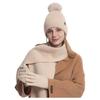 3Pcs/Set Thicken Knit Beanie Snood Set Plush Lining Touchscreen Gloves  for Men Women