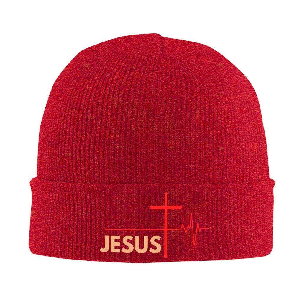 Jesus Cross Knitted Hat for Unisex Unisex Knit Hats Winter Beanies Skull Cap Unisex Black Soft Warm Winter Hat Print Beanie Hat