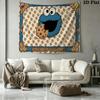 Cookie Monster Wall Tapestry Aesthetic Wall Hanging Printed Fabric Blanket Decorative Tapestries for Bedroom Living Room Home Decor