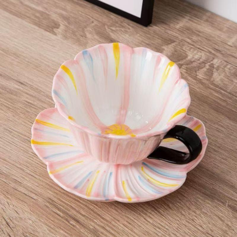 Unterglasurfarbige Blume Kaffeetasse Keramik Kaffeeladen Tasse Hoher Erscheinungsgrad Nischen Tasse und Untertasse Set