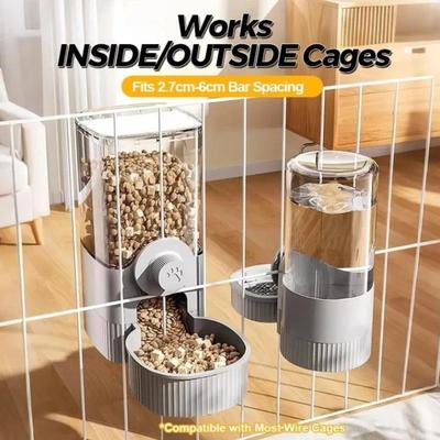 Pet Cage Hanging Water Dispenser Cat Dog Automatic Water Fountain Feeder Cage Pet Food Bowl