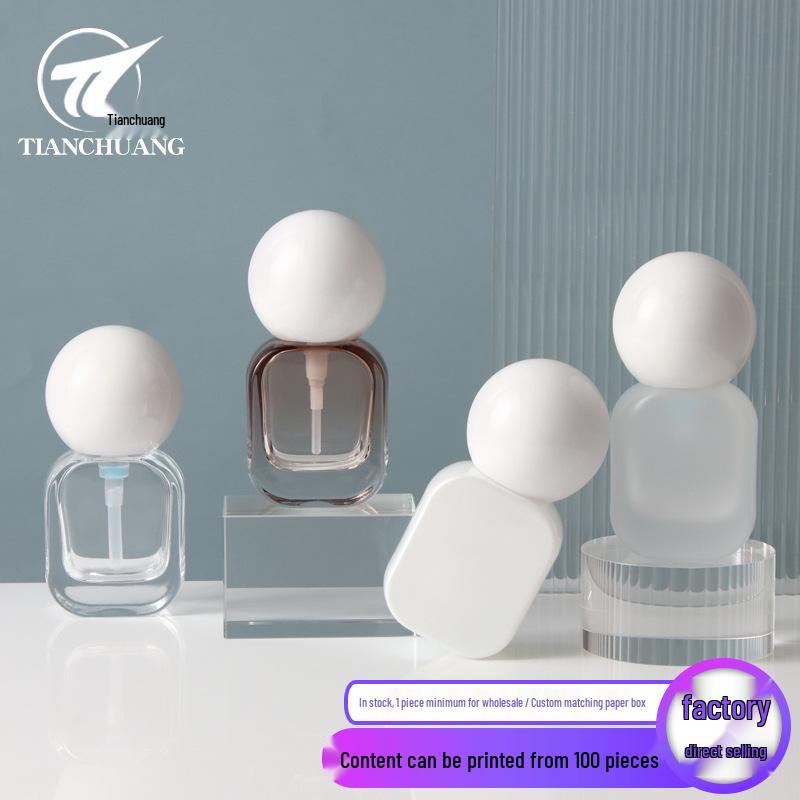 20ml Mini Glass Spray Bottle for Skincare Emulsion Essence – Refillable, Empty Packaging White Lotion Transparent White Cap